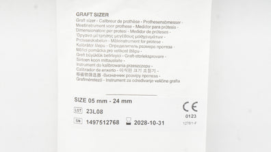 Intervascular Getinge Graft Sizer 0.5mm-24mm